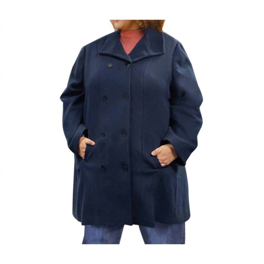 NEW ON THE PLUS SIDE long sleeve peacoat - plus size in navy